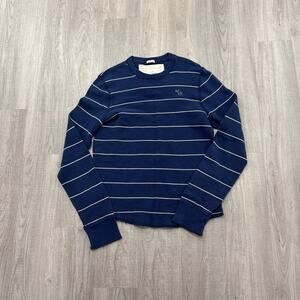 Vintage Abercrombie & Fitch Muscle Thermal Shirt Men's Large Blue Striped y2k